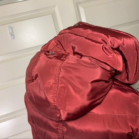 soia & Kyo Jasmine Down Coat Red Hooded Tombs Hole Puffer Zip Jacket XS - Picture 7 of 14